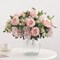 Spring Tabletop Decor – 4 Bunches Artificial Pink Peonies, Silk Flowers & Fake Roses for Home, Vase, Living Room Table Centerpiece, Wedding, Party Decoration